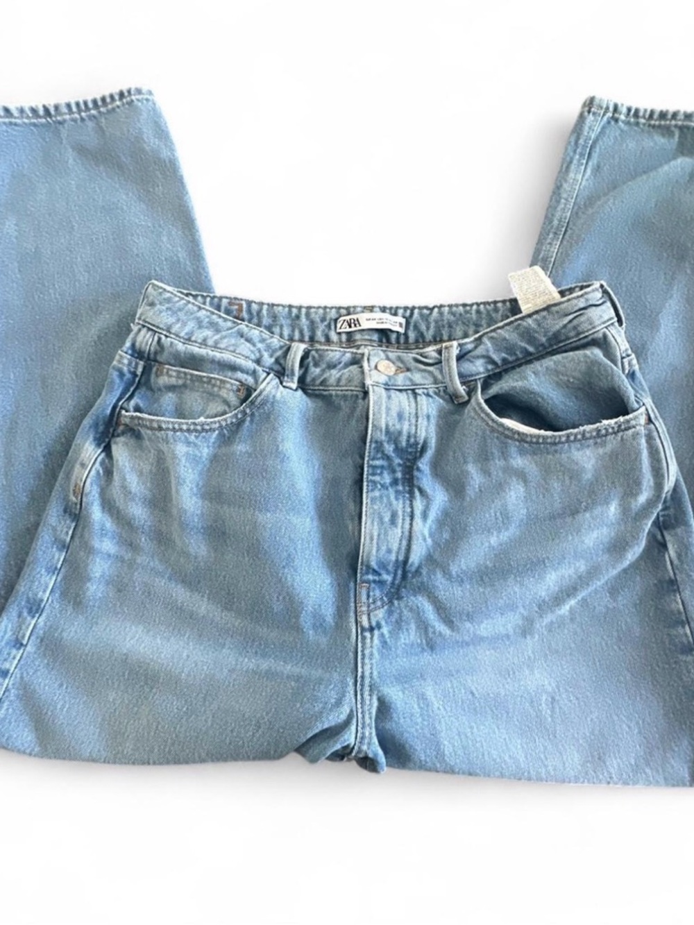 Zara Light Blue Denim Jeans with Branded Button